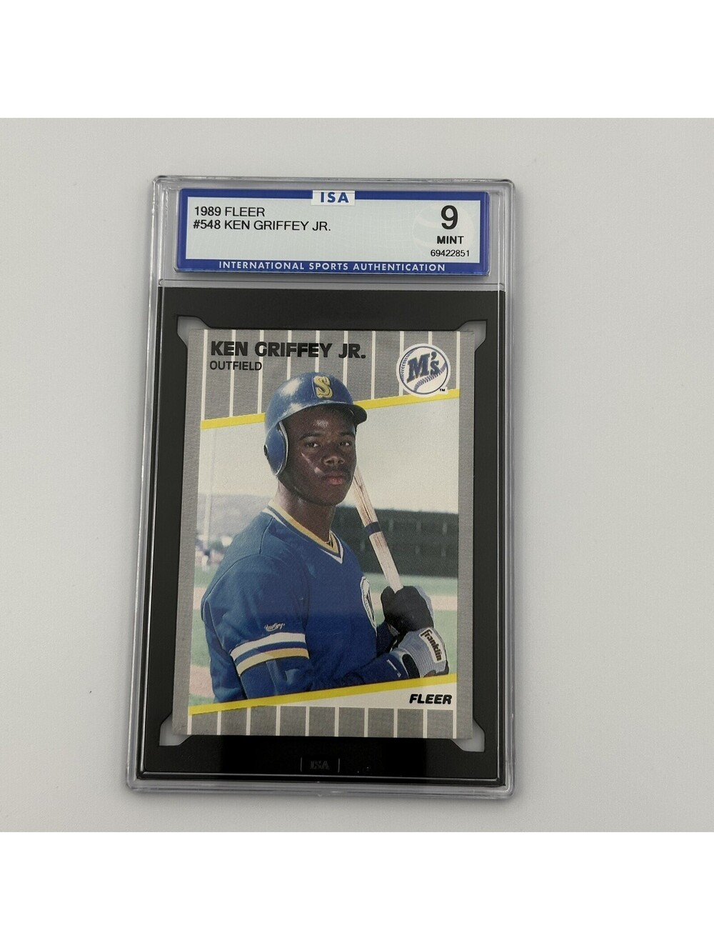 Ken Griffey Jr. 1989 Fleer Rookie Card #548 ISA 9 Mint - Mariners RC